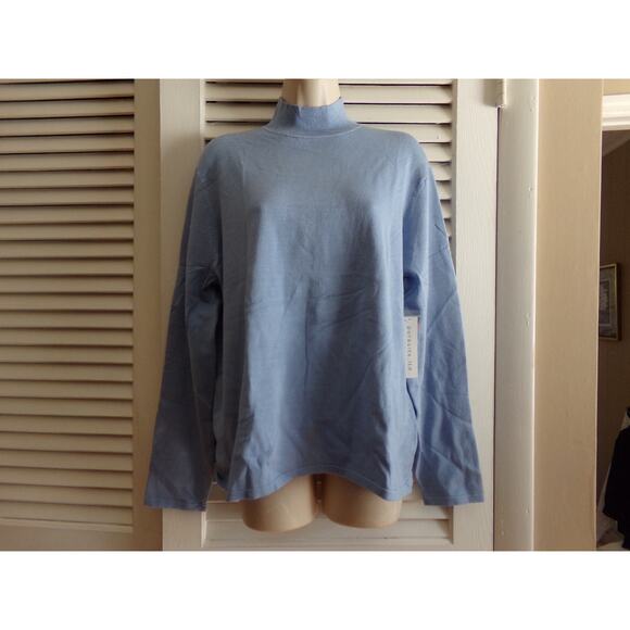 Pursuits. Ltd baby blue silk blend turtleneck L NWT Classic soft Transition - Picture 1 of 4